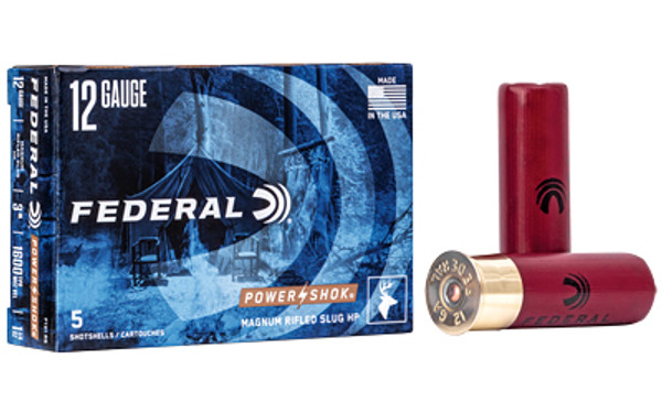 Federal Power Shock 12 Gauge 3" Magnum Rifle Slug 5 Rounds