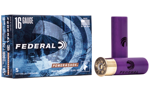 Federal Power Shock 16 Gauge 2.75 Max Rifle Slug 5 Rounds