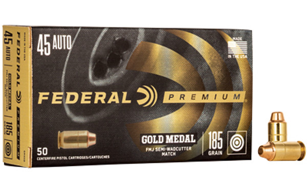 Federal Gold Medal 45 ACP 185 Grain FM SW 50 Rounds