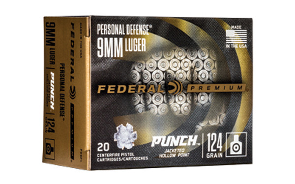 Federal Punch 9 MM 124 Grain Punch JHP 20 Rounds