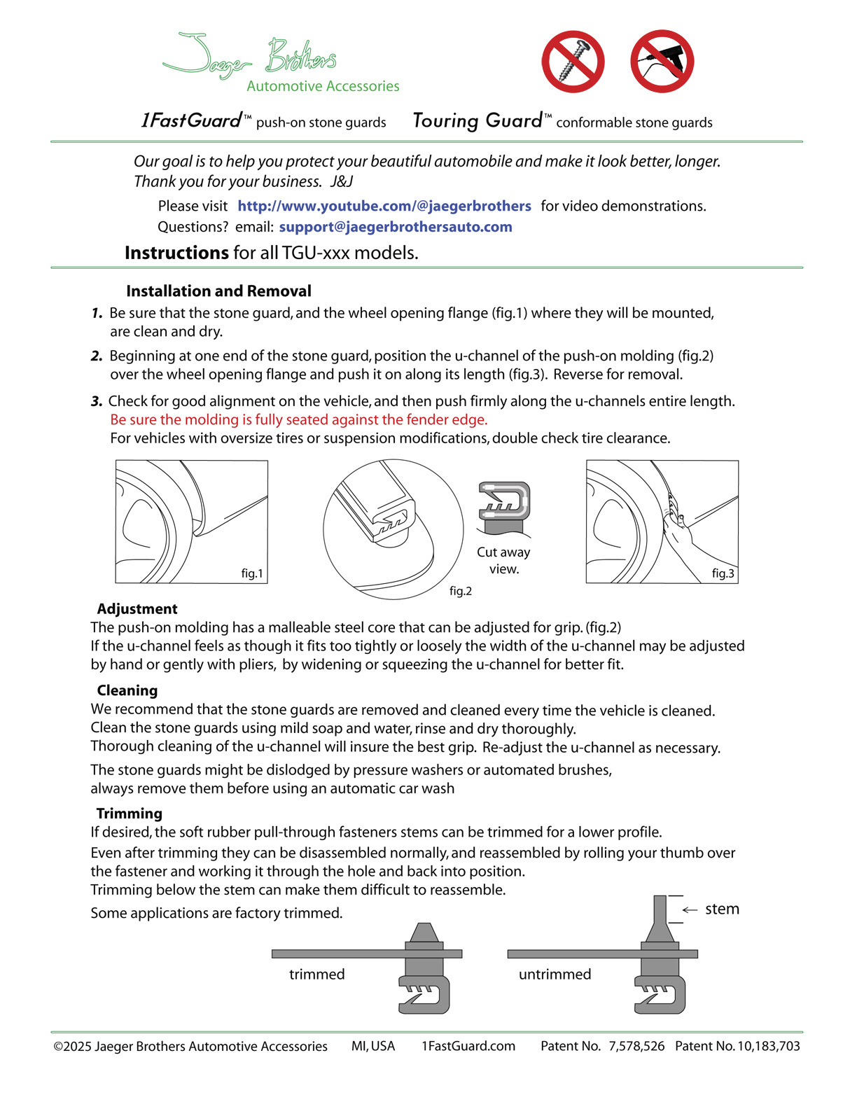 1FastGuard stone guard 2025 R2 Instructions