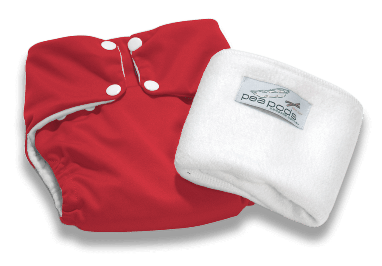 Pea Pods Reusable Nappy Red