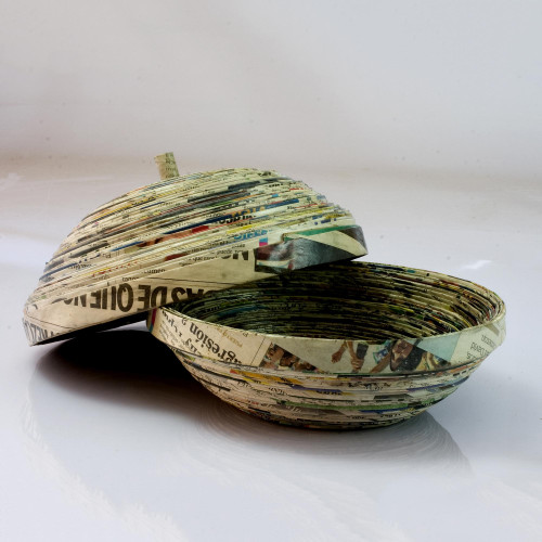 Central American Modern Recycled Paper Decorative Basket 'News from Guatemala'