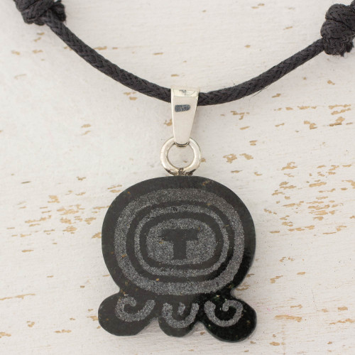 Maya Glyph for Breeze on Jade and Cotton Necklace 'Maya Breeze'