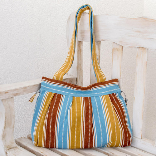 Hand Crafted Striped Cotton Shoulder Bag 'Chajul'