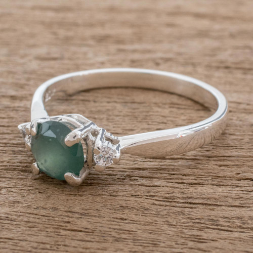 Green Jade Solitaire Ring from Guatemala 'Age-Old Beauty'