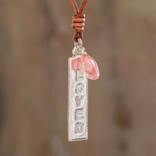 Romantic Rose Quartz Pendant Necklace from Guatemala 'Loved'