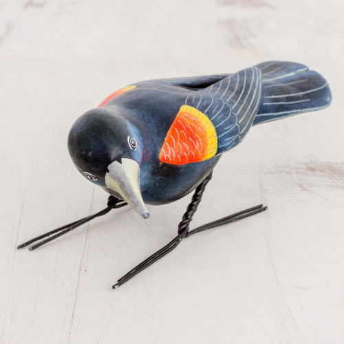 Ceramic Figurine of a Red-Winged Blackbird from Guatemala 'Red-Winged Blackbird'