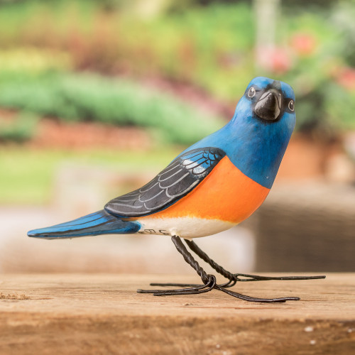 Ceramic Figurine of a Lazuli Bunting Bird from Guatemala 'Lazuli Bunting'