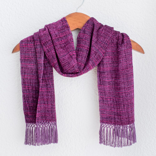 Grape and Berry Handwoven Scarf with Ruby Red 'Boysenberry Love'