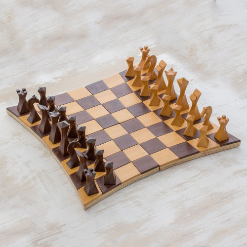 Tempisque and Salmwood Chess Set from Nicaragua 'Twisted Battle'