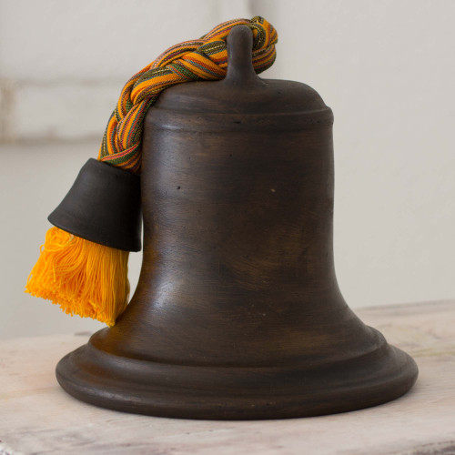 Artisan Crafted 10-Inch Bell Shaped Ceramic Sculpture 'Silent Bell'