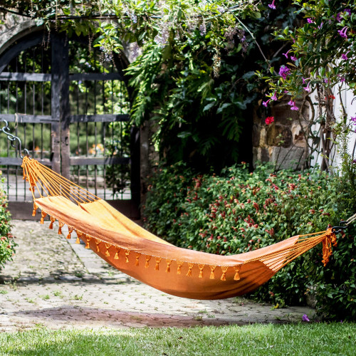 Handwoven Cotton Single Hammock in Sunrise from Guatemala 'Seaside Sunrise'