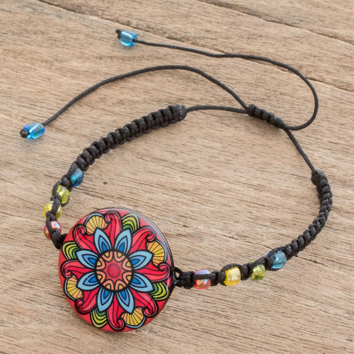 Multicolored Glass Beaded Macrame Bracelet from Costa Rica 'Multicolored Splendor'