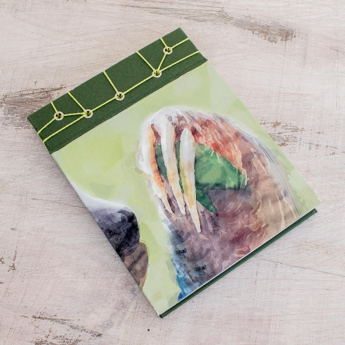 Sloth-Themed Paper Journal from Costa Rica 5.5 inch 'Three Toes'