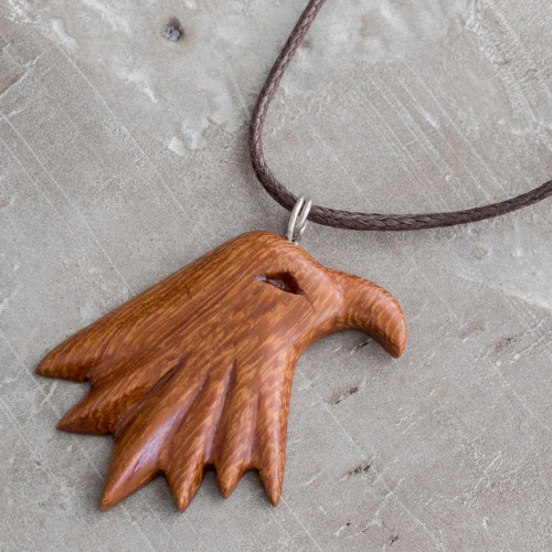 Madrecacao Wood Eagle Pendant Necklace from Costa Rica 'Madrecacao Bold Eagle' Madrecacao Wood Eagle Pendant Necklace from Costa Rica 'Madrecacao Bold Eagle'