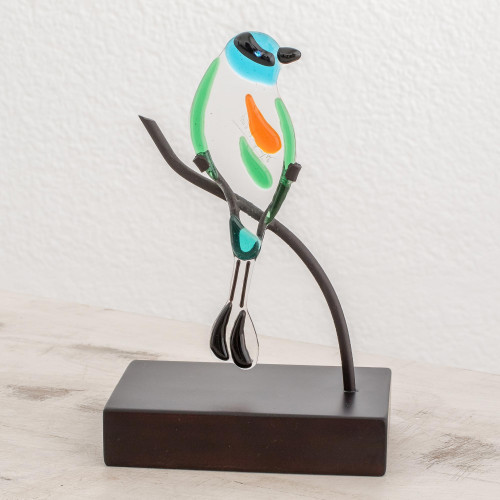 Art Glass Sculpture of a Motmot Bird from El Salvador 'Motmot'