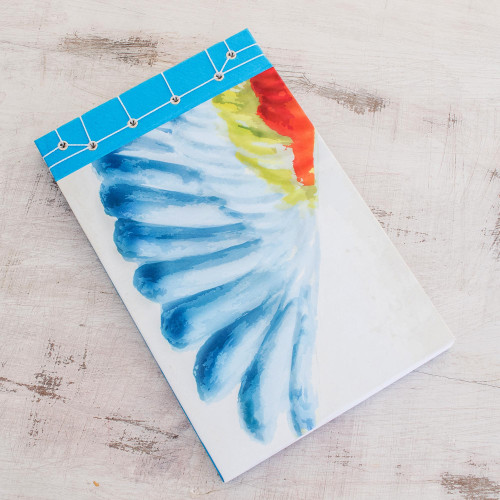 Parrot-Themed Paper Journal from Costa Rica 8.5 inch 'Macaw's Wing'