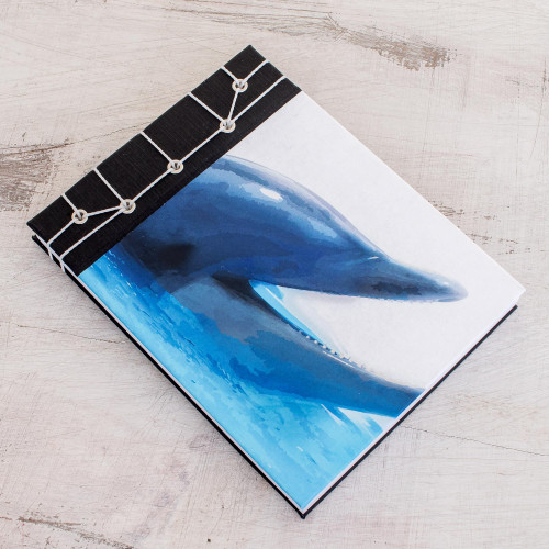 Dolphin-Themed Paper Journal from Costa Rica 5.5 inch 'Dolphin Call'