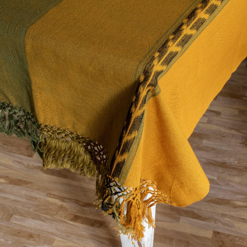 Amber and Olive Cotton Tablecloth 'Coban Colors'