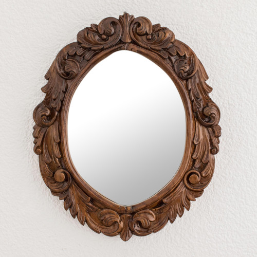 Guanacaste Wood Hand-carved Wall Mirror From Costa Rica 'Primavera'