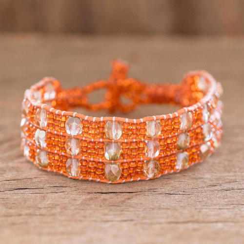 Artisan Crafted Orange Bead Bracelet 'Kinship in Orange'