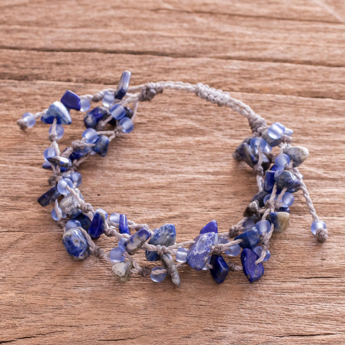 Beaded Lapis Lazuli Bracelet 'Natural Allure in Blue'