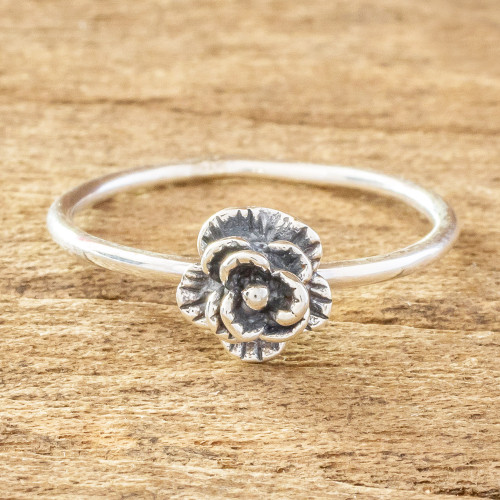 Small Flower Ring in Sterling Silver 'Humble Blossom' Small Flower Ring in Sterling Silver 'Humble Blossom'
