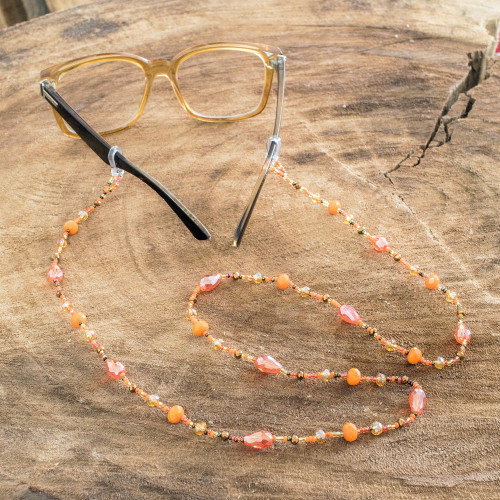 Artisan Crafted Eyeglass Lanyard 'Solol Fiesta in Orange'