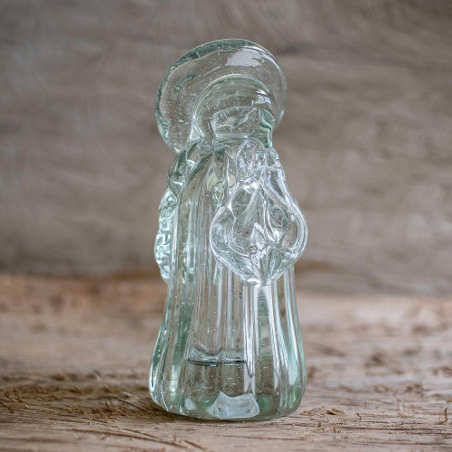 Virgin Mary Clear Blown Glass Figurine 'Virgin Mother of Love'