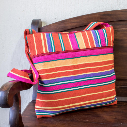 Colorful Striped Cotton Shoulder Bag 'Sendero Stripes'