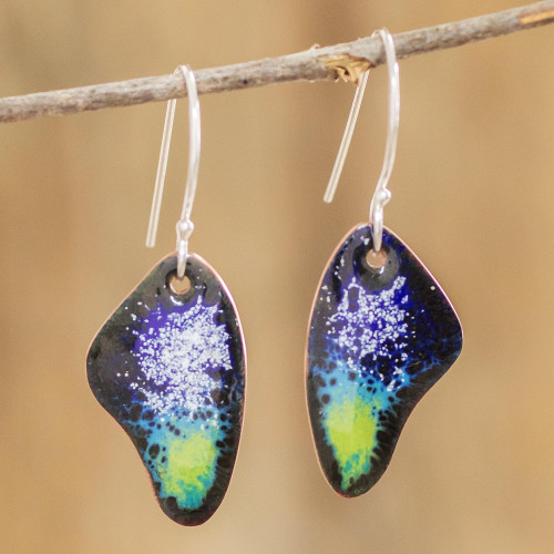 Handmade Enameled Copper Earrings 'Bold Butterfly' Handmade Enameled Copper Earrings 'Bold Butterfly'