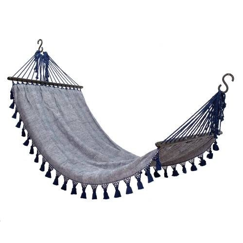 Blue and White Threaded Cotton Hammock Guatemala single 'Blue Among Clouds'
