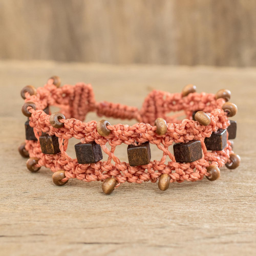 Handmade Peach Macrame Bracelet 'Spirit Guide in Peach'