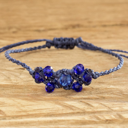 Blue Beaded Macrame Bracelet from Guatemala 'Oniric Glow'