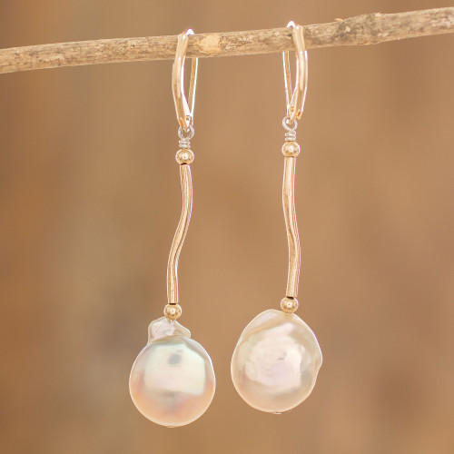 14k Gold Filled Coin Pearl Earrings 'Golden Destiny'