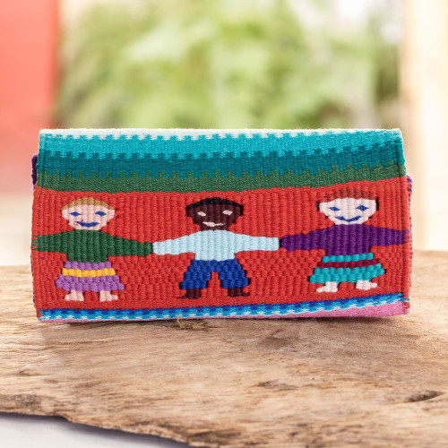 Hand Woven Cotton Billfold Wallet With Images of Children 'Childhood Memories'