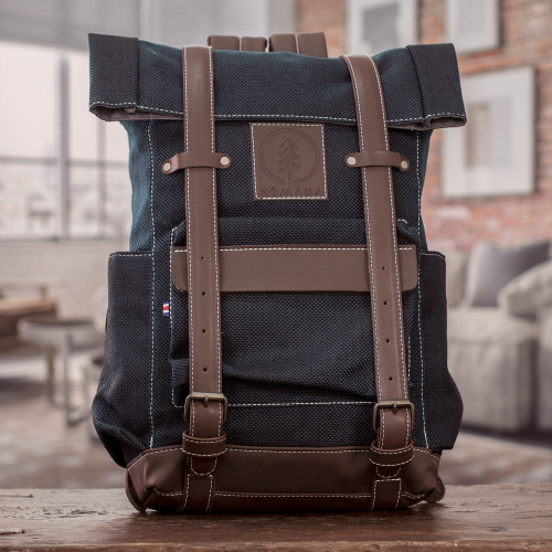 Handcrafted Azure Acrylic Leather-Accented Backpack 'Azure Journey'