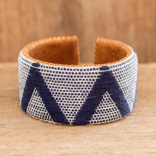 Artisan Crafted Blue and White Bracelet 'Comalapa Highlands in Blue'