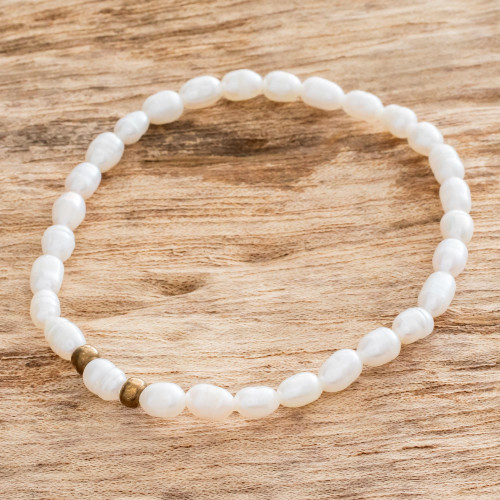 Artisan Crafted Cultured Pearl Bracelet 'Refined Nature'
