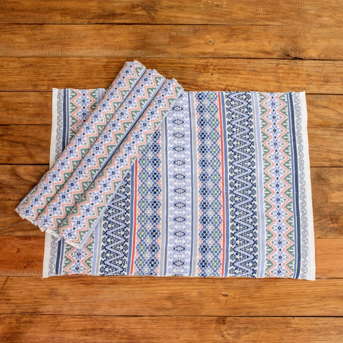 Set of 4 Handwoven Multicolored 100 Cotton Placemats 'Peten Inspiration I'