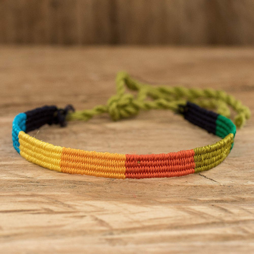 Handwoven Wristband Bracelet from Guatemala 'Multicolor Friendship'