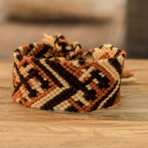 Brown Black  Beige Friendship Bracelet Braided in Guatemala 'Desert Bound'