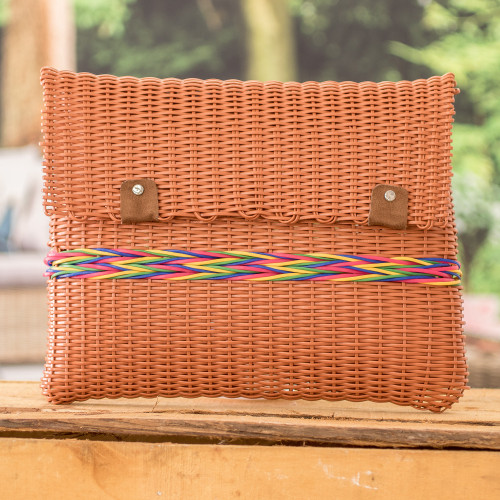 Brown Eco-Friendly Handwoven Document Case from Guatemala 'Organized'