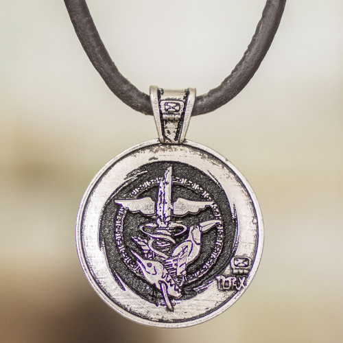 Mayan Astrology-Themed Pendant Necklace with Tijax Sign 'Tijax Emblem' Mayan Astrology-Themed Pendant Necklace with Tijax Sign 'Tijax Emblem'