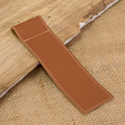 Handcrafted 100 Leather Bookmark in a Brown Hue 'Evening Reader'