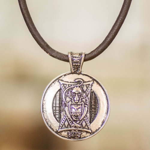 Mayan Astrology-Themed Pendant Necklace with Batz Sign 'Batz Emblem'
