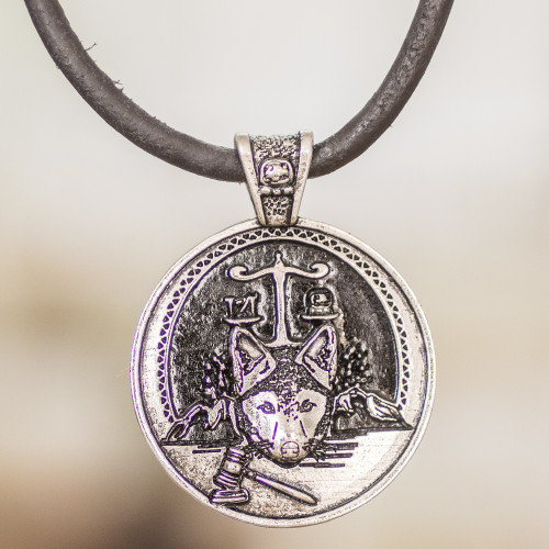 Mayan Astrology-Themed Pendant Necklace with Tz'i Sign 'Tz'i Emblem'