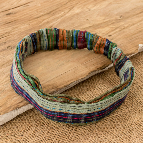 Colorful Striped Cotton Headband Hand-Woven in Guatemala 'Subtlety'