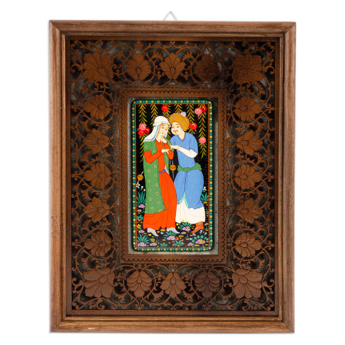 Scene in Uzbek Traditional Lacquer Miniature Painting Style 'Layla and Majnun III'